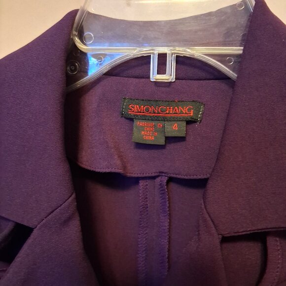 NWT Simon Chang Women's Well Tailored ¾ Sleeve Purple Midi Dress Tag Size 4 S - Picture 10 of 10